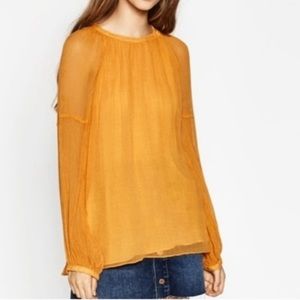 Zara Trafaluc women’s marigold long sleeve blouse bead detailing size M